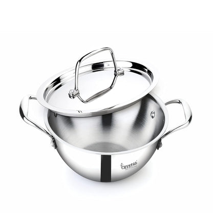 Crystal TriPro - Triply Stainless Steel 20 cm Kadai with SS Lid, Induction Base - CTP-KD-002