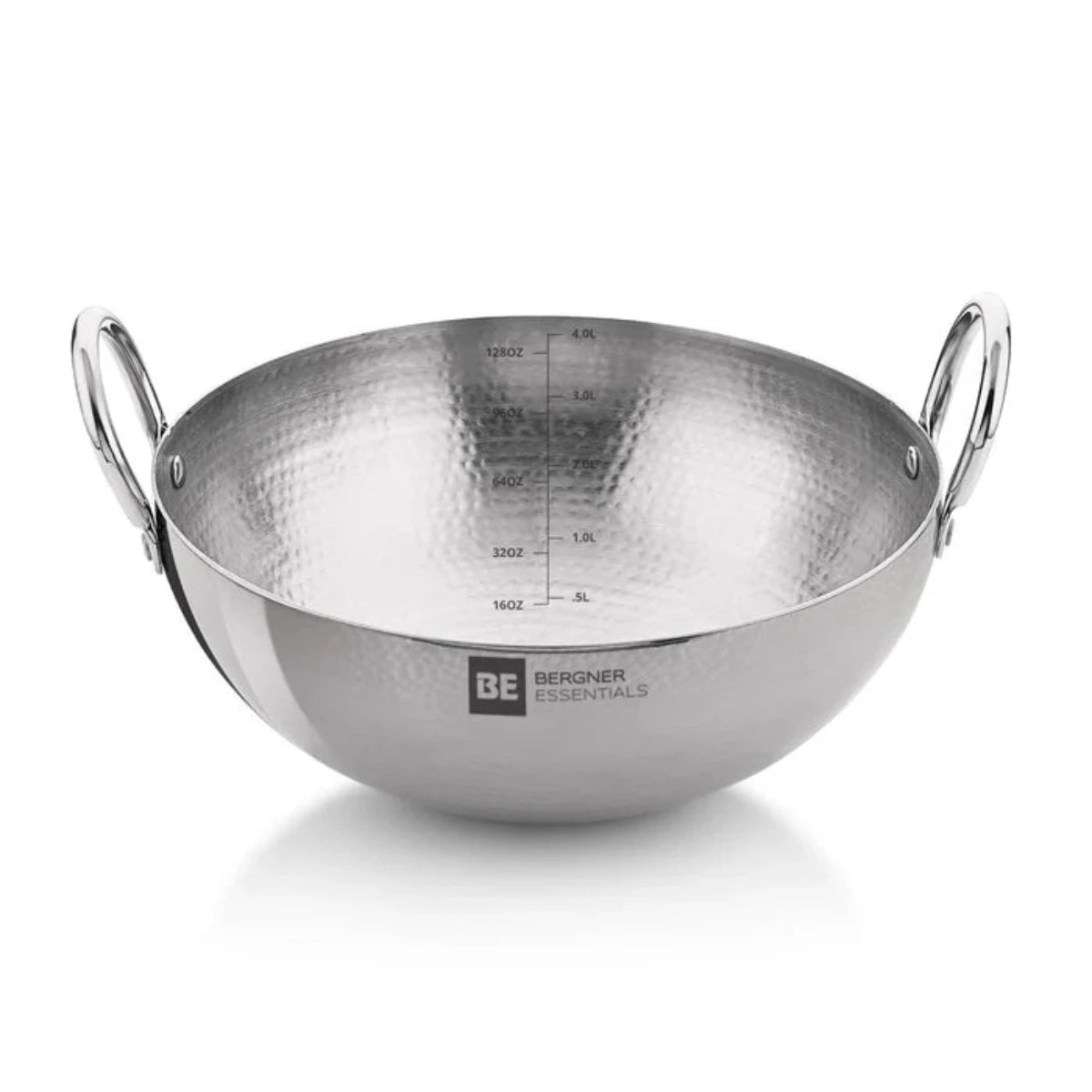 Be Bergner 28cm (4.2L) Stainless Steel Hammered Kadhai, (Induction Base)