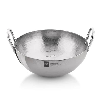 Be Bergner 28cm (4.2L) Stainless Steel Hammered Kadhai, (Induction Base)
