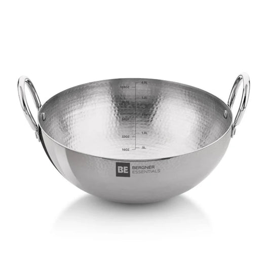 Be Bergner 28cm (4.2L) Stainless Steel Hammered Kadhai, (Induction Base)