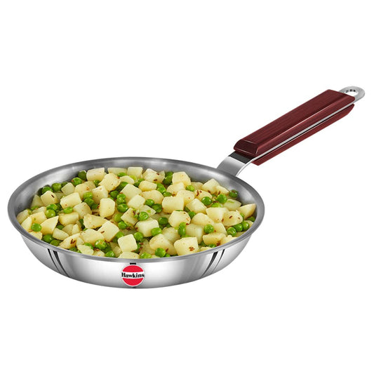Hawkins Triply Stainless Steel Frying pan with Wooden Handle Induction Compatible