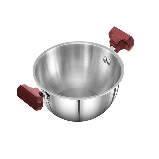 Hawkins Triply Stainless Steel Deep Fry Pan with Side Wooden Handle Induction Compatible