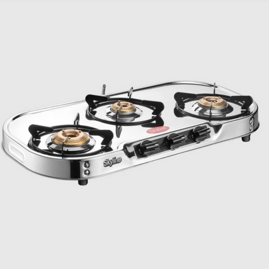Skyline Stainless Steel 3-Burner LPG Gas Stove with Jumbo Brass Burners - VTL-3113