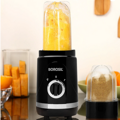 Borosil Nutrifresh 400W Blender Grinder & Smoothie Maker with 2 Jars & Copper Motor, Black - BNB04