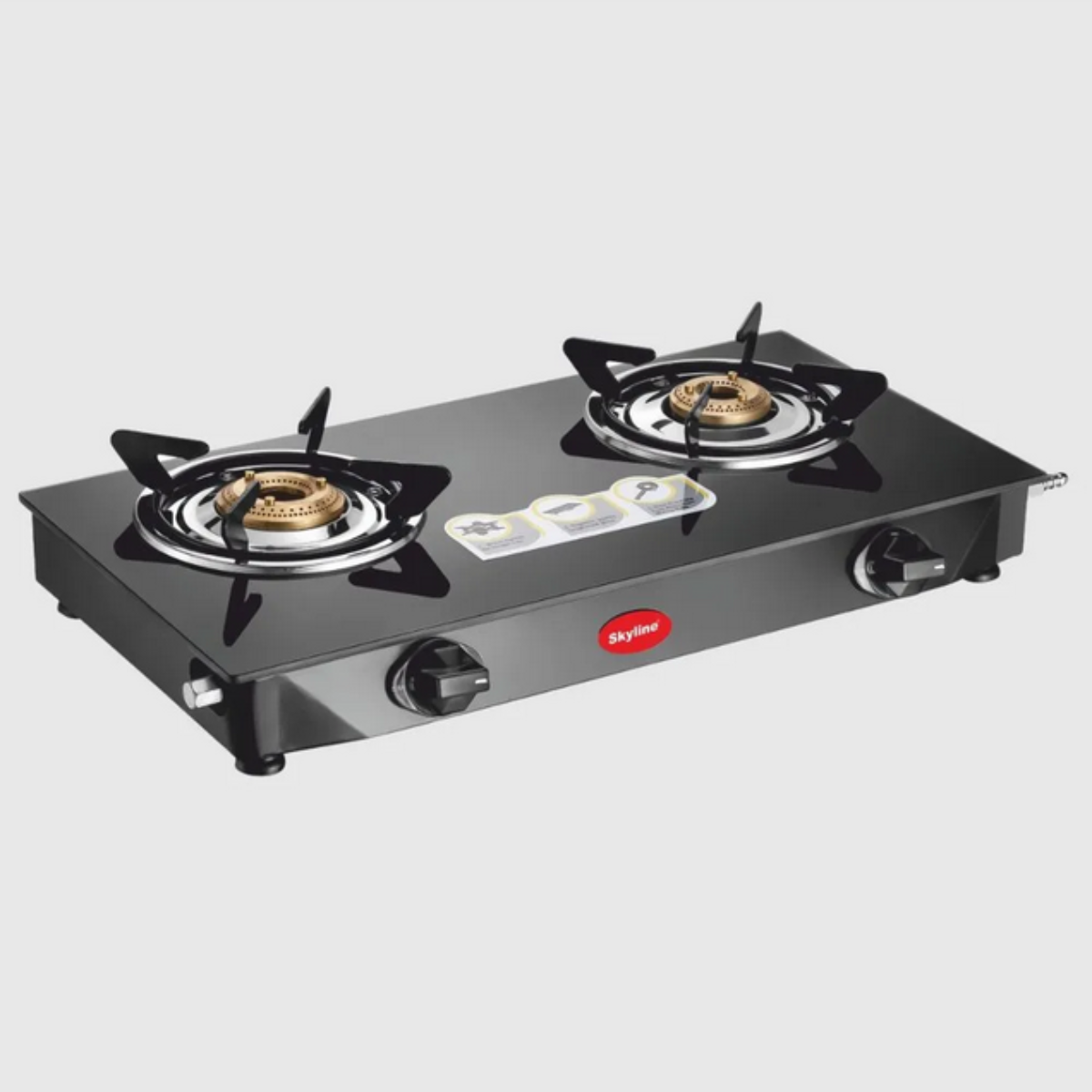 Skyline 2-Burner LPG Gas Stove with Auto-Ignition & Toughened Glass & Premium Brass Burners - VTL-2323