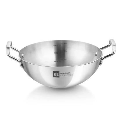 Be Bergner 28cm TriPly Stainless Steel Extra Deep Kadhai, (Induction Base)