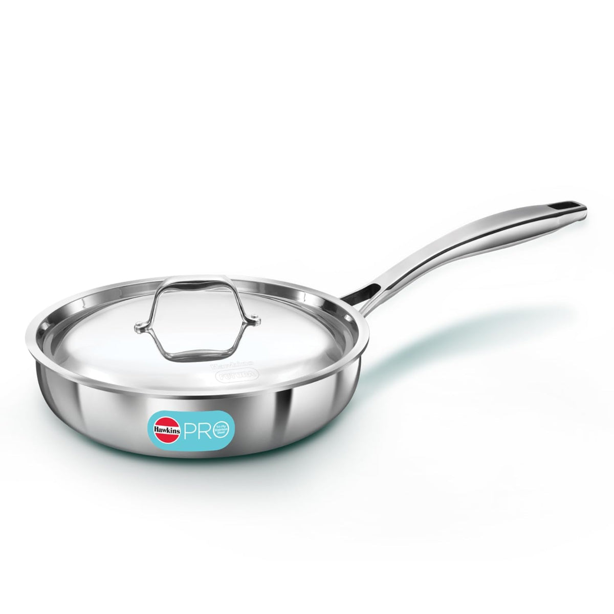 Hawkins Pro Triply Stainless Steel Frying Pan with SS Steel Handle with SS Lid Induction Compatible