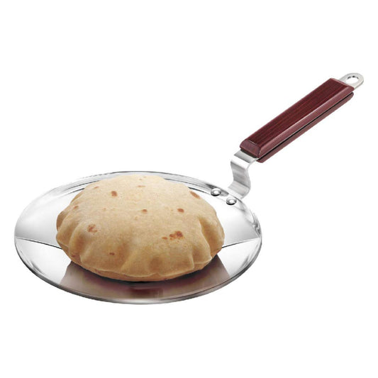 Hawkins 24 cm Triply Stainless Steel Tava with Wooden Handle, Induction Tawa - SSTV24