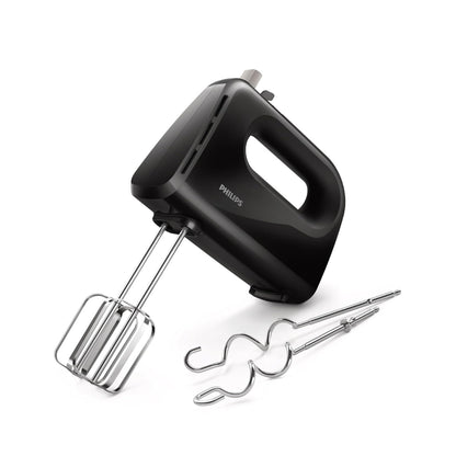 Philips Daily Hand Mixer 300W 5 Speed Control Settings, Black - HR3705/10