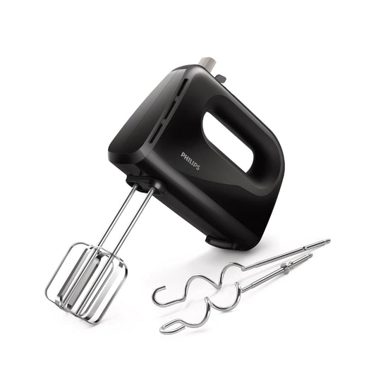 Philips Daily Hand Mixer 300W 5 Speed Control Settings, Black - HR3705/10