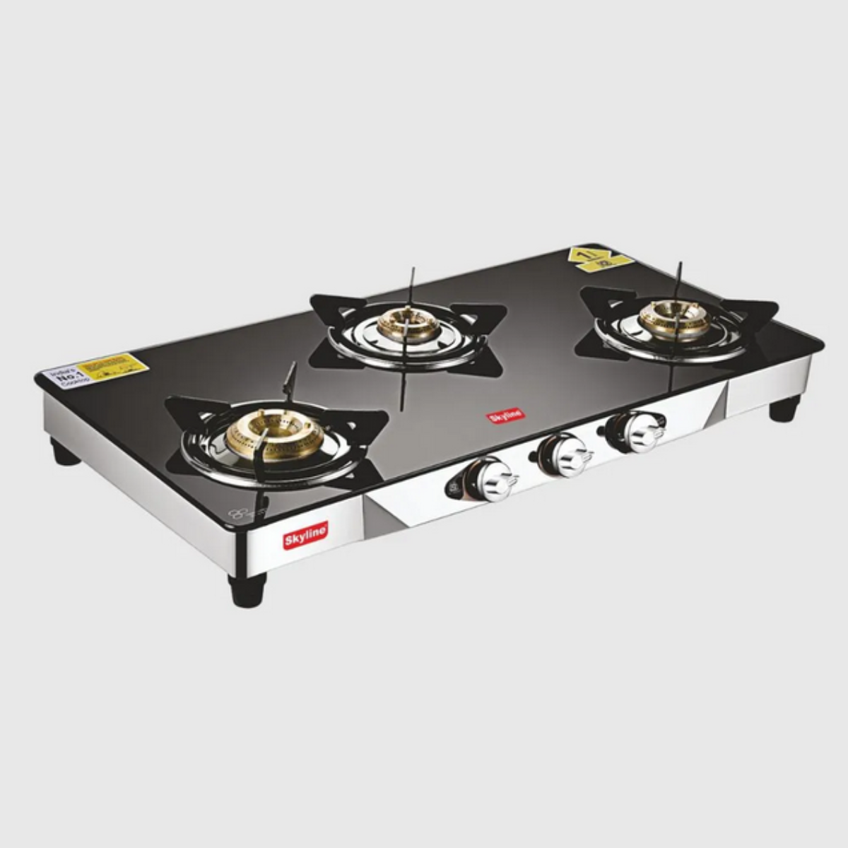 Skyline 3-Burner LPG Gas Stove with Jumbo Burner, Toughened Glass - VTL-1818