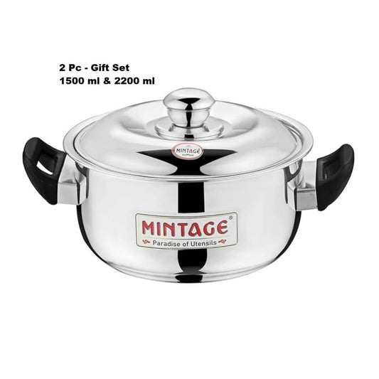 Mintage 2 Pc Gift Set Stainless Steel Casserole Divine With Handle & Lid CDVG-02