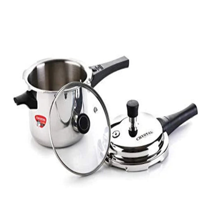 Crystal Tri-Pro Triply SS 2L Pressure Cooker with Additional Glass Lid, Induction - CPC-021
