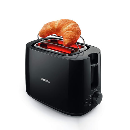 Philips 600 Watts 2-Slice Toaster with Integrated Bun Rack Black - HD2583/90