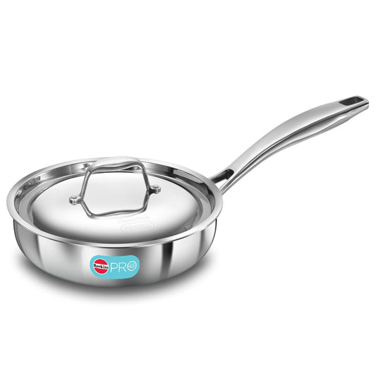 Hawkins Pro Triply Stainless Steel Frying Pan with SS Steel Handle with SS Lid Induction Compatible
