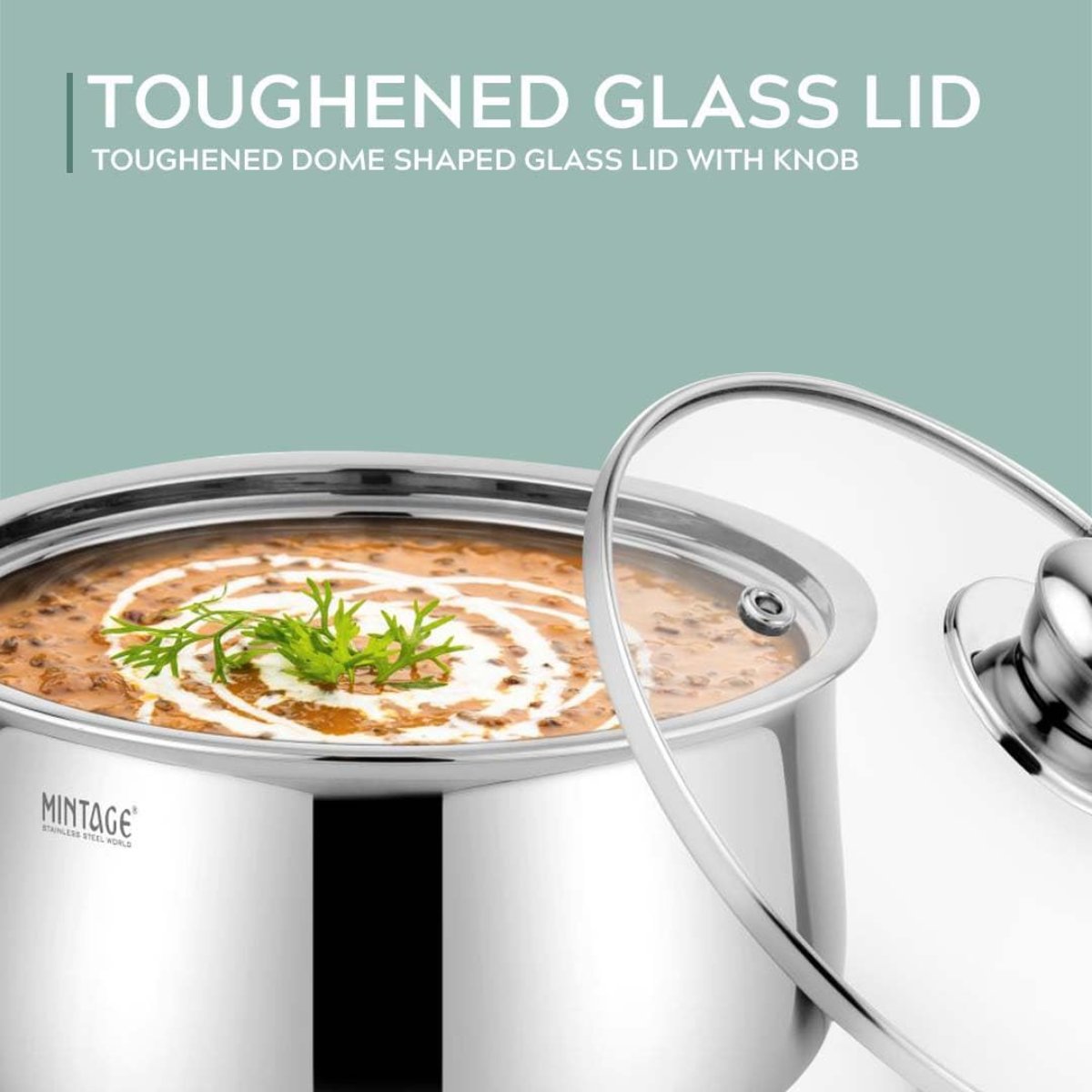 Mintage Stainless Steel Casserole (Riva) With Glass Lid 1500 ml (Small) - CRG-15