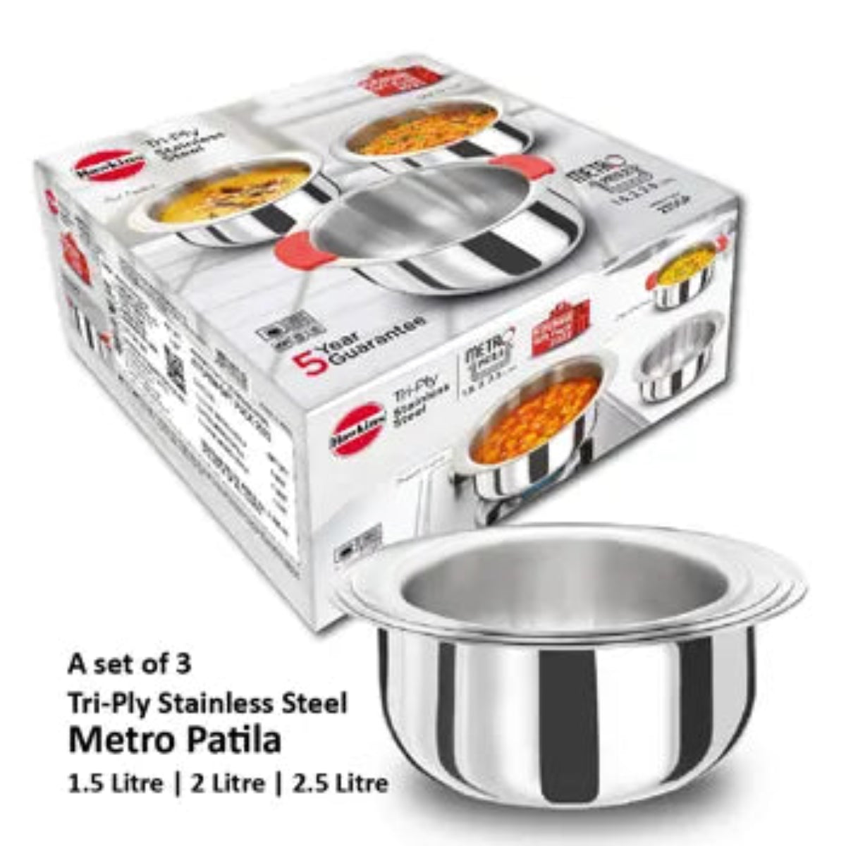 Hawkins Stainless Steel Tri-ply Patila Gift Set ( 3 pcs Set )