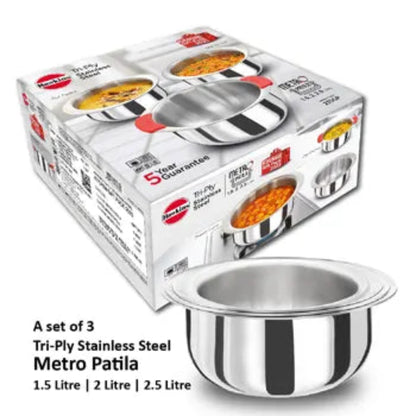 Hawkins Stainless Steel Tri-ply Patila Gift Set ( 3 pcs Set )