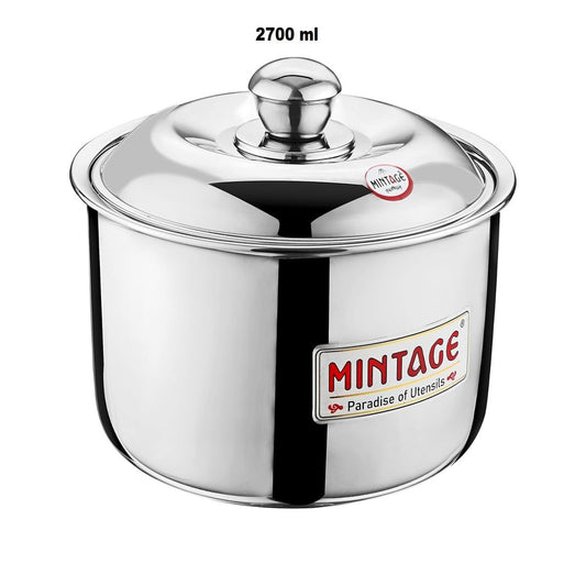 Mintage Fiesta Casserole with Stainless Steel Lid 2700 ml Large, Silver - HCF-27