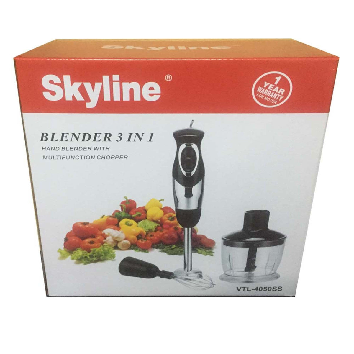 Skyline 500W Hand Blender with Chopper & Whisker - VTL-4050 SS