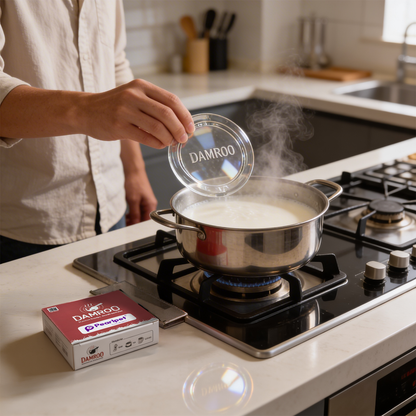 Pearlpet Damroo Smart Glass Milk Boiler with Boil Alert | Spill-Proof, Heat Resistant Glass Pot