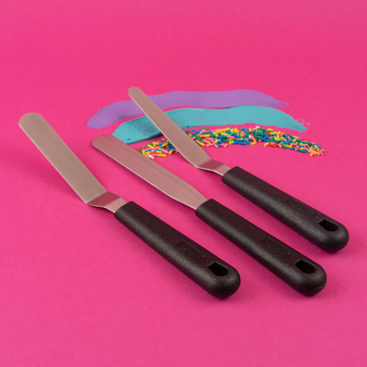 Rena 3 Pcs Icing Spatula Set | Total Length 22 cm & Handle Length 10.5 cm | Perfect For Icing, Butter Icing and Ganache - 11054