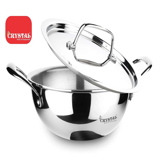 Crystal TriPro - Triply Stainless Steel Extra Deep Kadai with SS Lid 26 cm, Induction - CTP-EKD-003