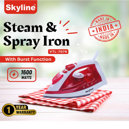 Skyline 1600 Watts Steam & Spray Iron with Burst Function - VTL-7076