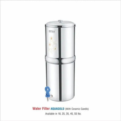 Mintage Stainless Steel Water Filter Aquagold 45L with Ceramic 4 Candle - WFA-45