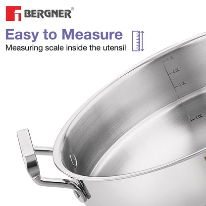 Bergner Essentials Triply Stainless Steel 27cm Multi Kadhai with 6 Plates - Induction Compatible - 6308