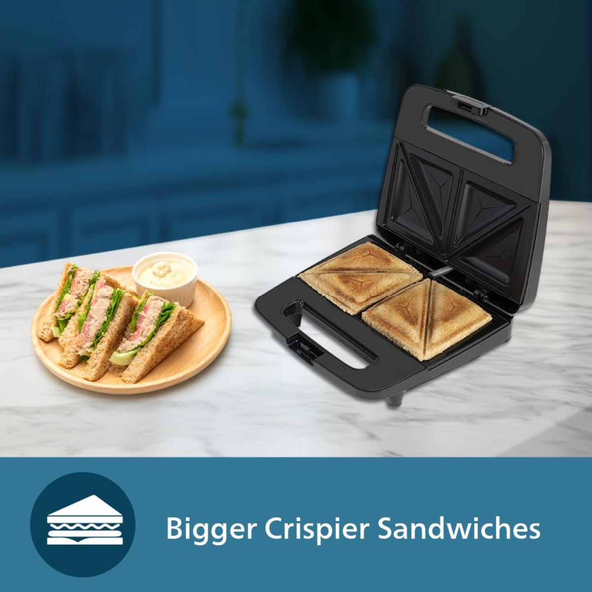 Philips 700 Watts Sandwich Maker XL Sized, Black - HD2288/00