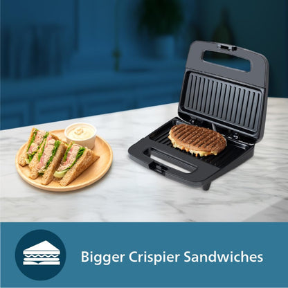 Philips 700 Watts Panini Sandwich Makers XL Sized, Black - HD2289/00