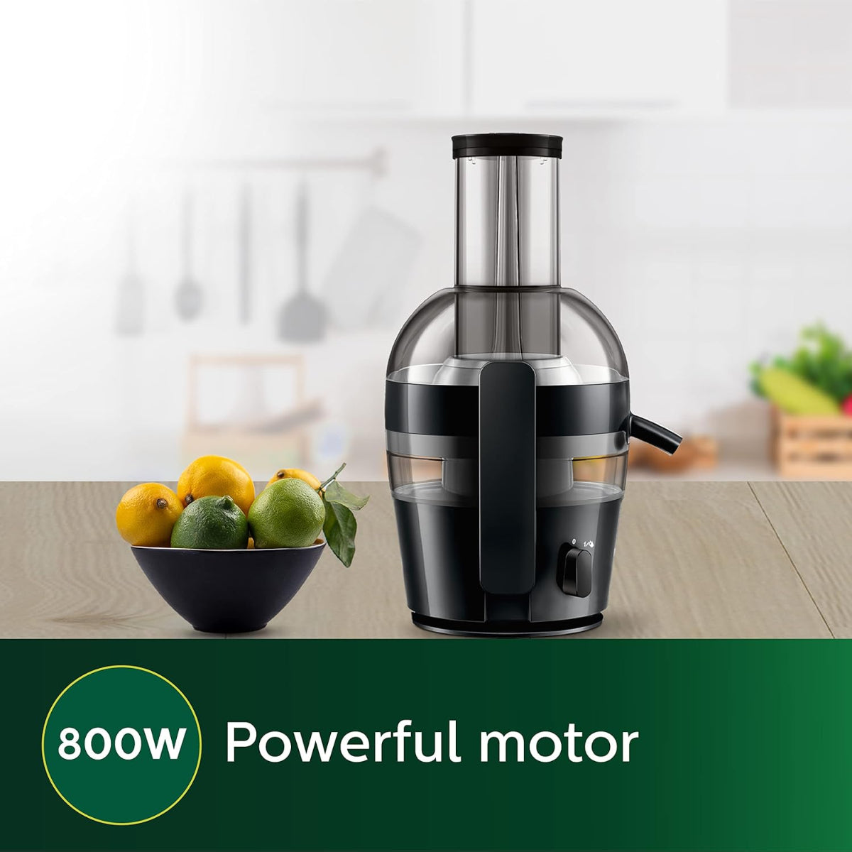 Philips Quick Clean Juicer 800 Watts, 2 Liter Juice Capacity, Black - HR1855/70