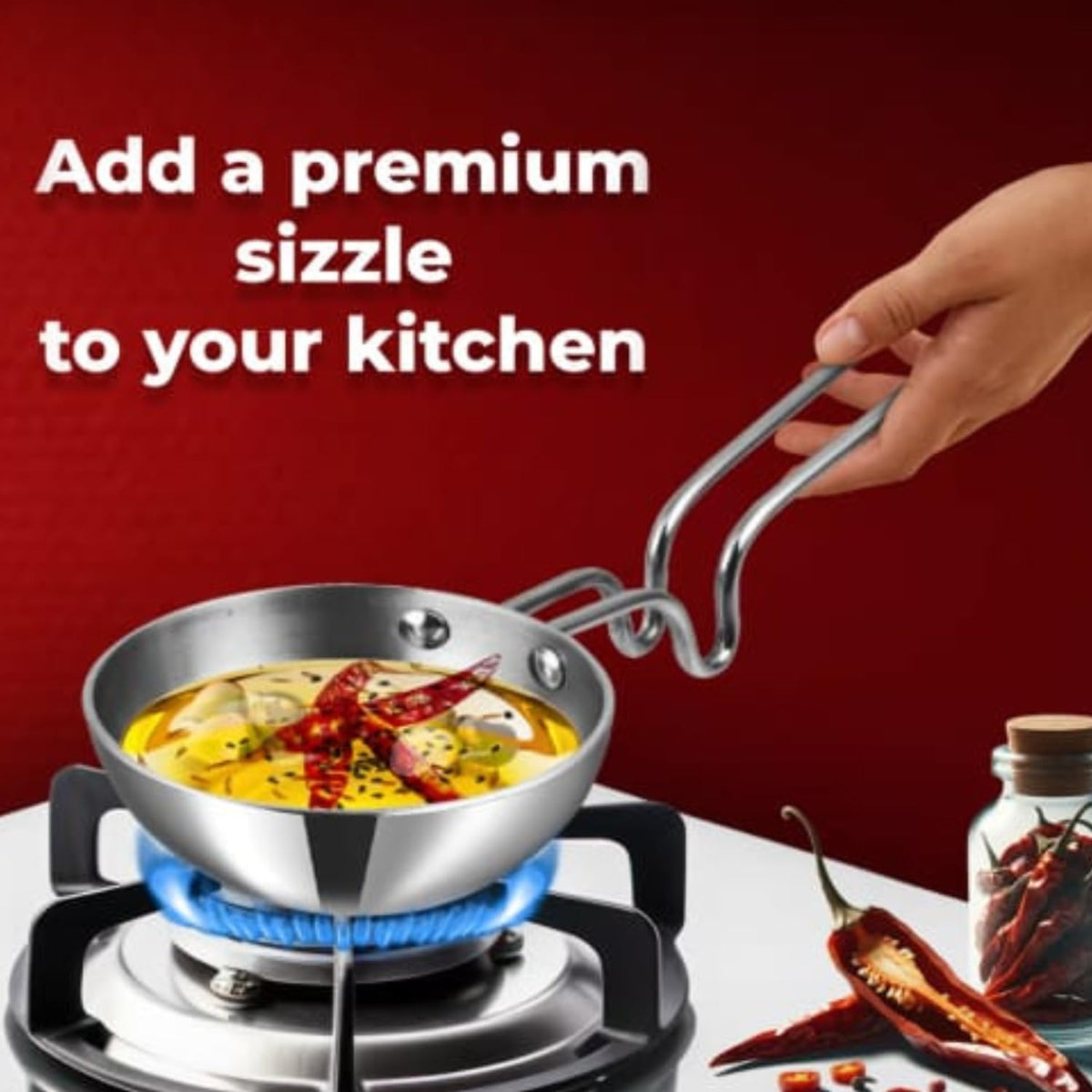 Vinod Platinum Triply Stainless Steel Tadka Pan Large - PTTPL