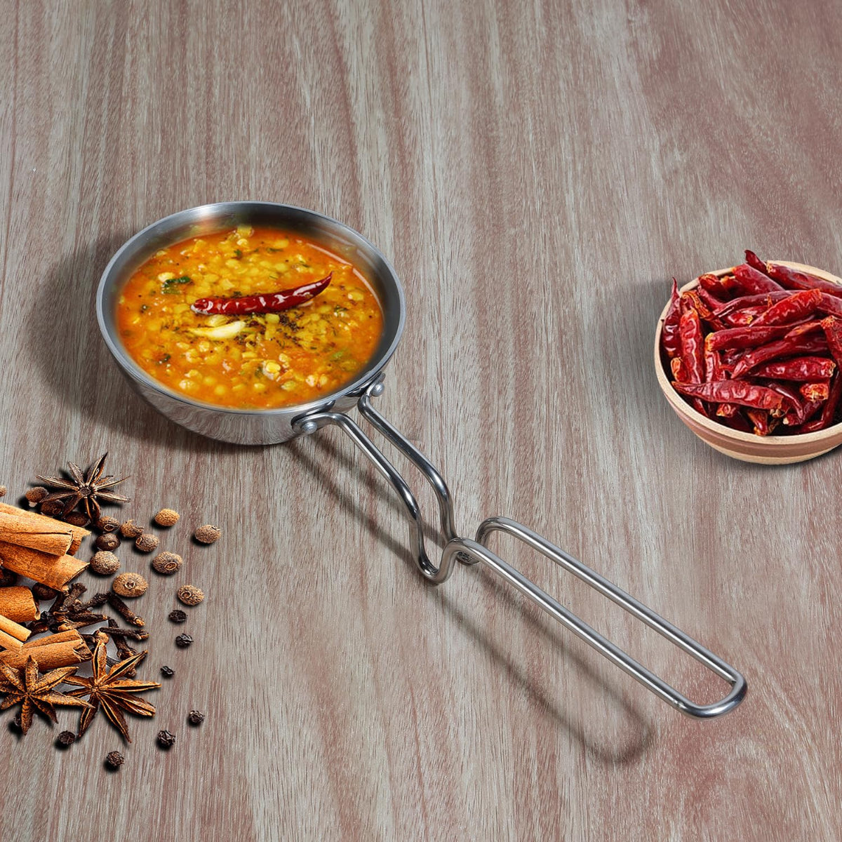 Vinod Platinum Triply Stainless Steel Tadka Pan Jumbo - PTTPJ