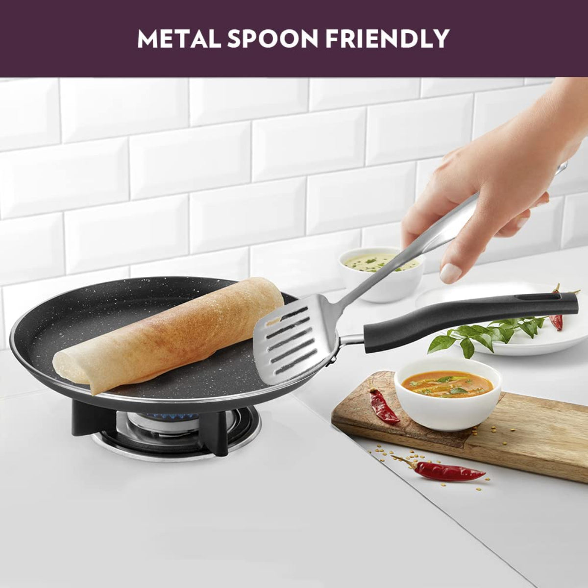 Borosil Granito Non-Stick Flat Tawa, Induction Friendly 30 cm - NSFT30GR03