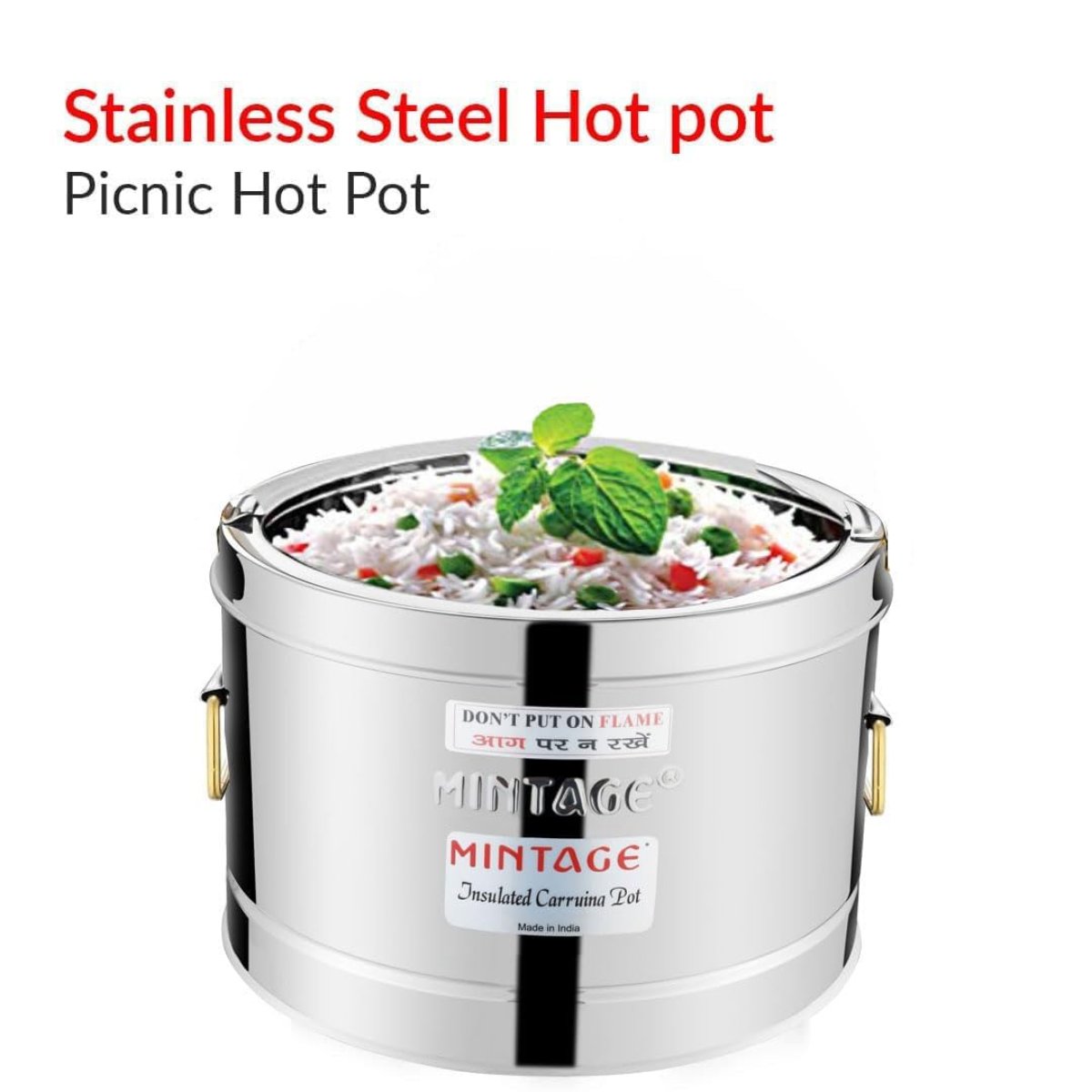 Mintage Stainless Steel Hot Pot 40L Orbit With Side Golden PVD Handle - HP-40