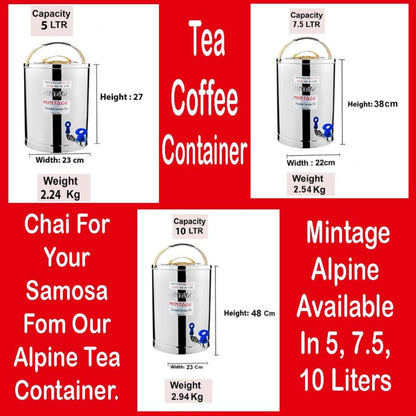 Mintage 10L Hot & Cold Tea Container Sleek Alpine With Golden Lid - TCA-10