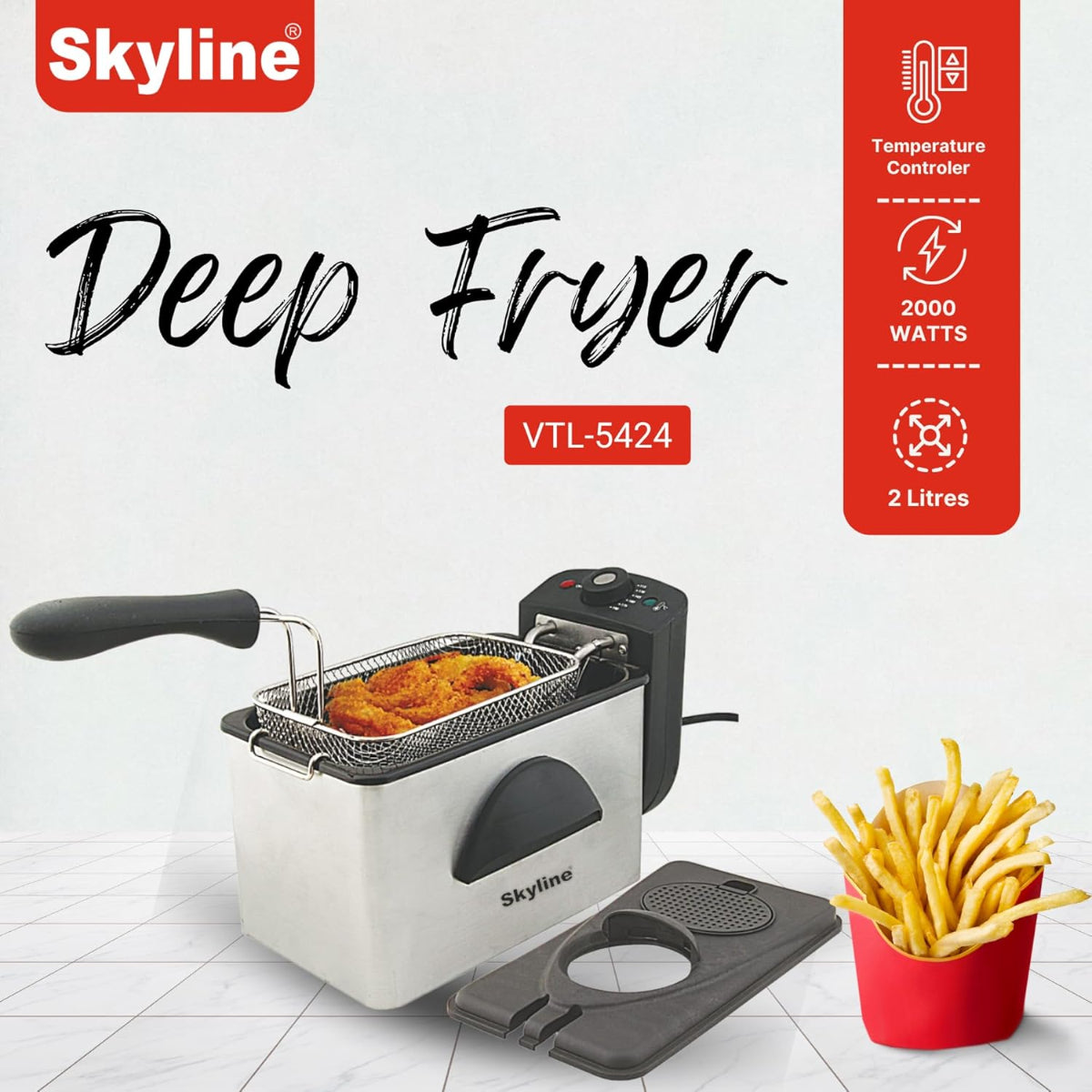 Skyline 2000 Watts, 2 Liter Deep Fryer - VTL-5424