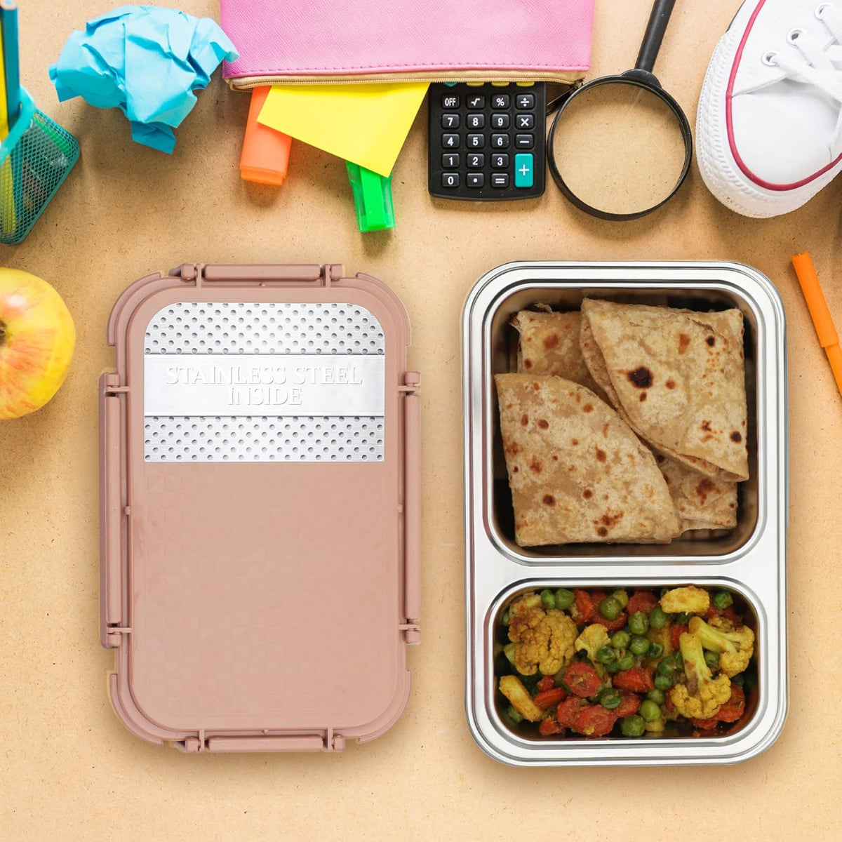Jaypee SteelAdam Insulated Inner Stainless Steel Two Cavity Kids Lunch Box - BPA Free