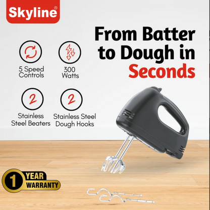 Skyline 300W Hand Mixer with 5-Speed and Turbo Function - VTL-7043