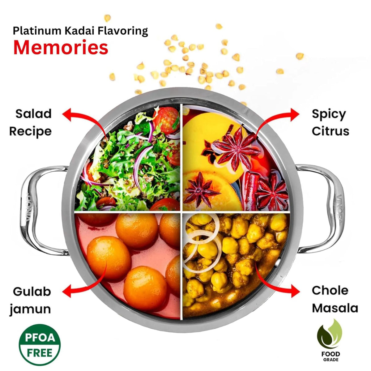Vinod Platinum Triply Stainless Steel Extra Deep Kadhai With Stainless Steel Lid 5.5L (30 cm) Induction Base - EDPTKD30