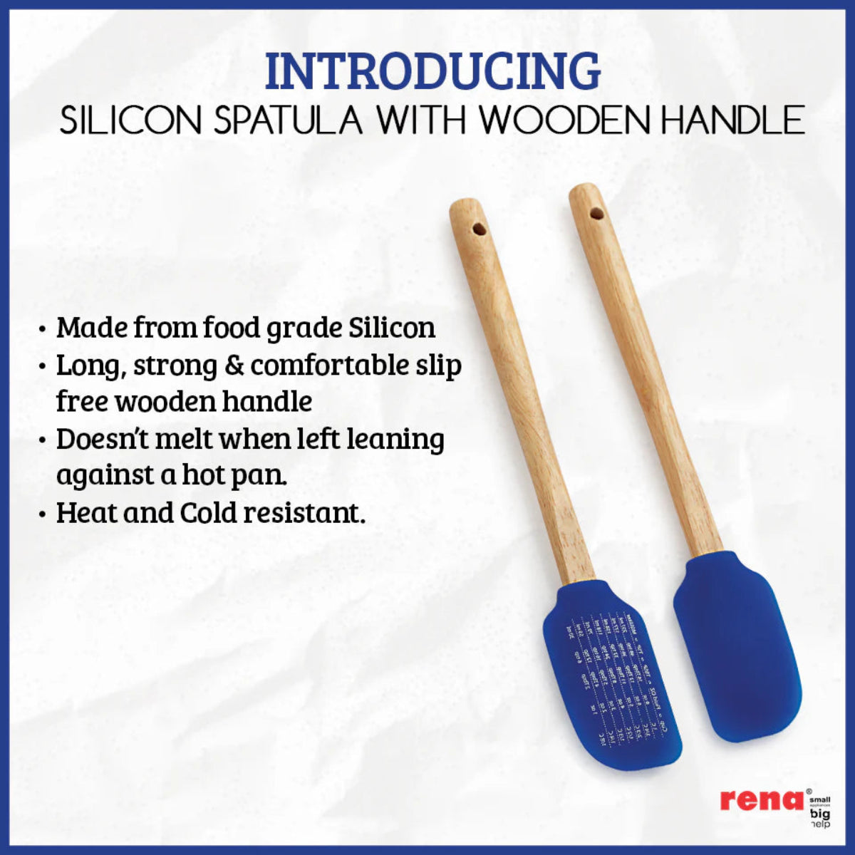 Rena Silicone Flat Spatula (Wooden Handle) Total Length 300 mm - 30502