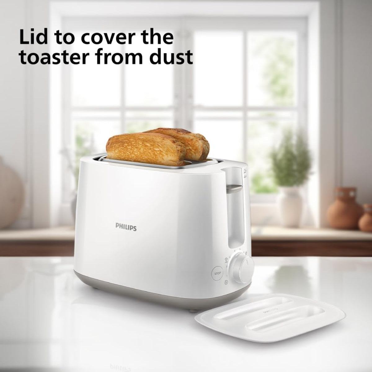 Philips 760-900 Watts Two Slice Pop Up Toaster with Bun Warmer - HD2582/00