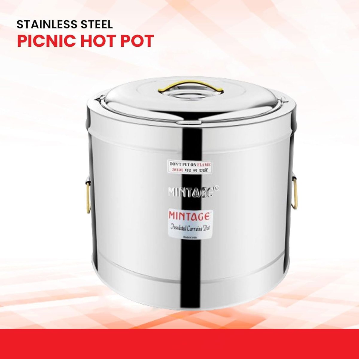 Mintage Stainless Steel Hot Pot 40L Orbit With Side Golden PVD Handle - HP-40