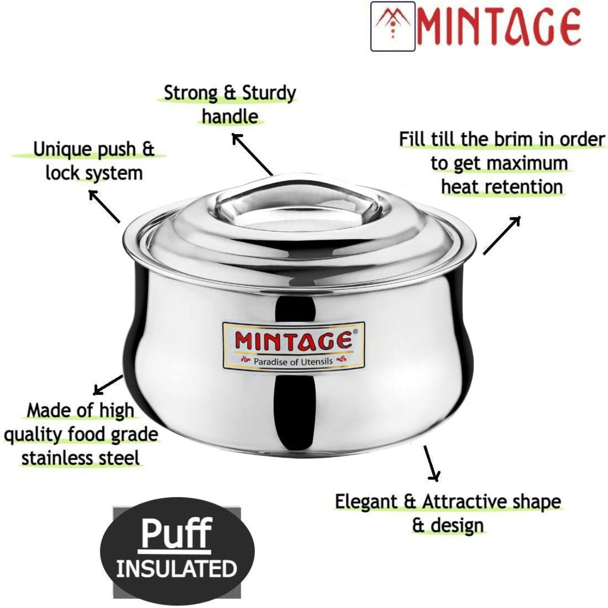 Mintage Stainless Steel Hot Case Casserole Symphony Super Belly 2700 ml - HCS-27