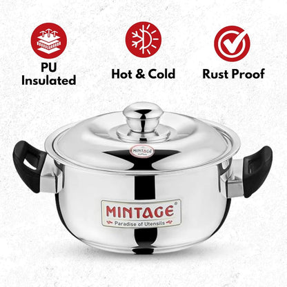 Mintage Stainless Steel Casserole Divine With Handle and Lid - 2200 ml - CDV-22