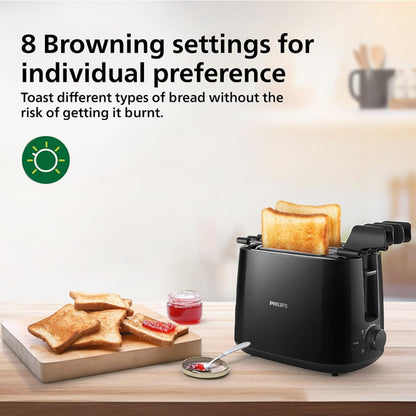Philips 600 Watts 2-Slice Toaster with Integrated Bun Rack Black - HD2583/90