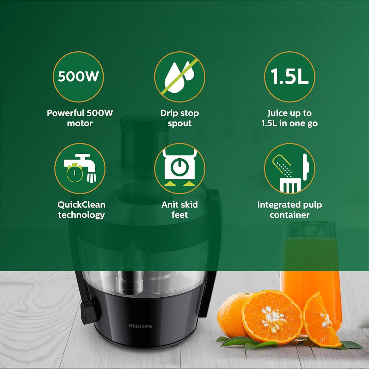 Philips Viva Collection Juicer 500 Watt, 1.5-Litre - HR1832/00
