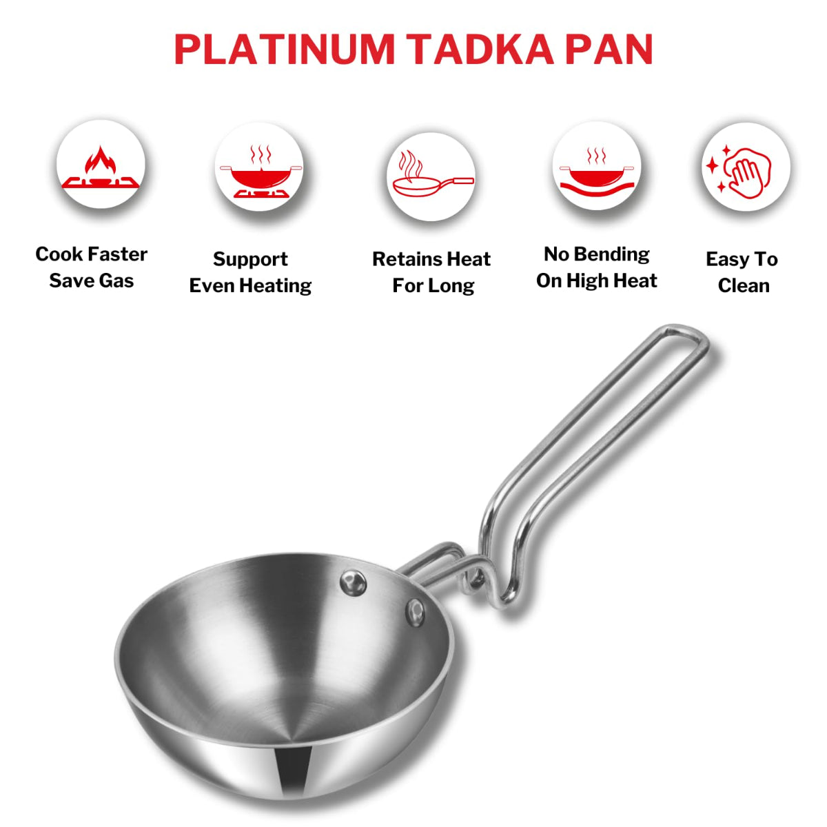 Vinod Platinum Triply Stainless Steel Tadka Pan Jumbo - PTTPJ
